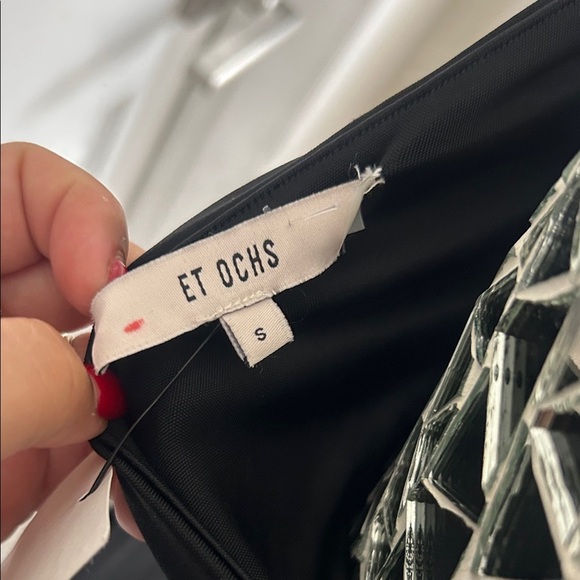 ET OCHS Black and White Asymmetrical Cutout Bodysuit S - Picture 6 of 15